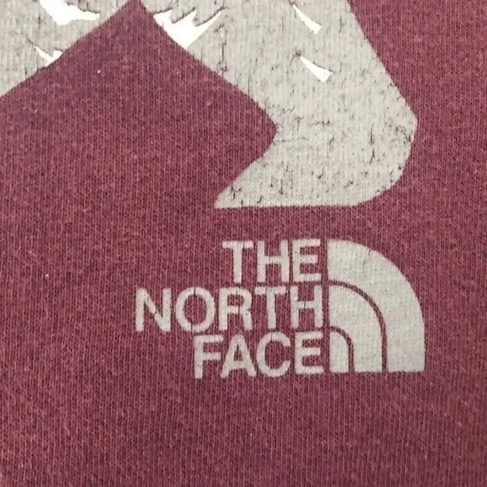 The North Face Men's‎ Maroon Small Fleece Lined Distressed Bear Hoodie Pullover